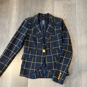 Smythe dutchess jacket navy blue and yellow plaid 2